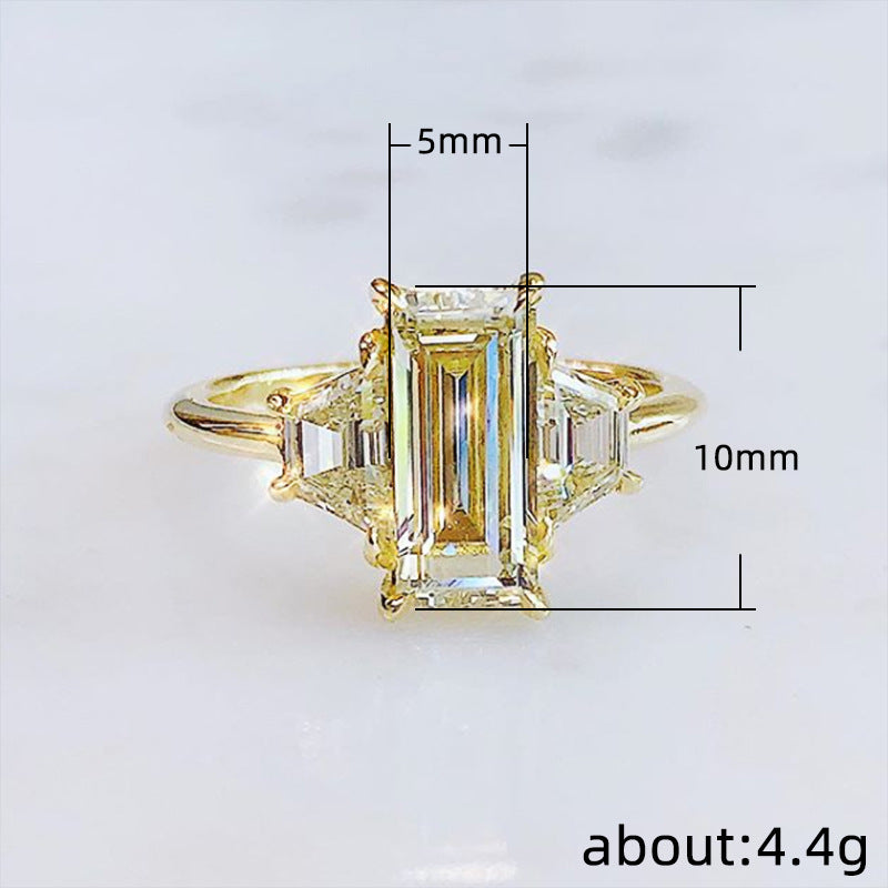 European and American Creative Square Zircon Lady Wedding Ring