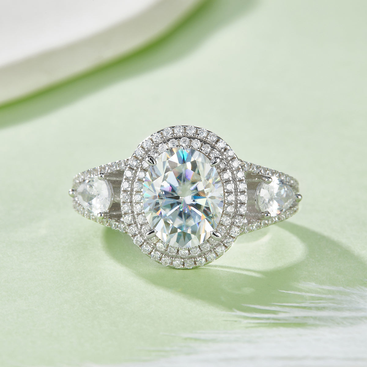 3 Carat Oval Moissanite Engagement Ring