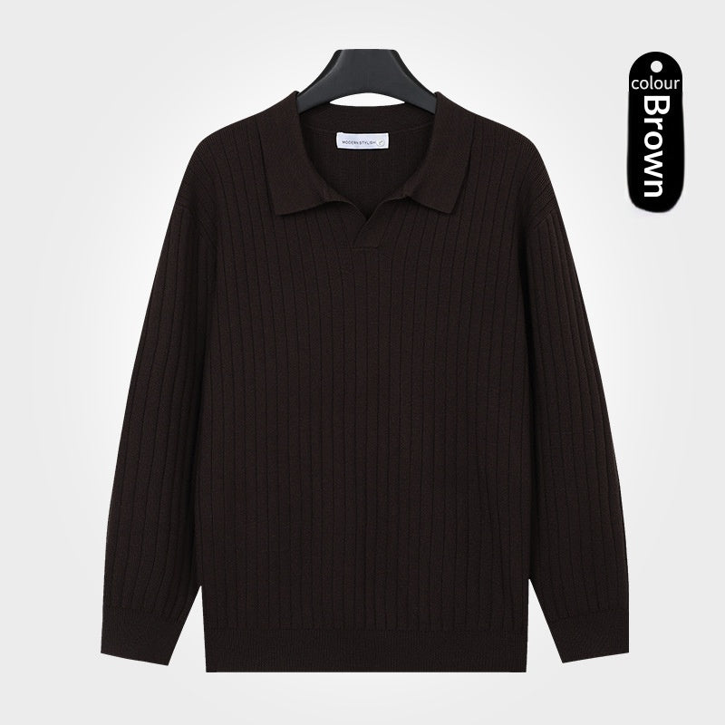 Chemise à manches longues à rayures pour hommes Polo