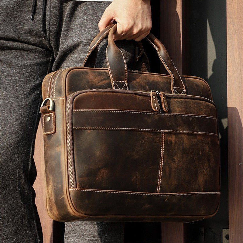 Sac à bandoulière multi-fonctionnel en cuir Crazy Horse Retro