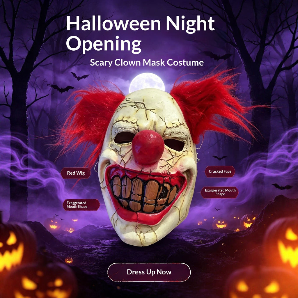 Scary Clown Masque Soft Silicone Halloween fête Prop