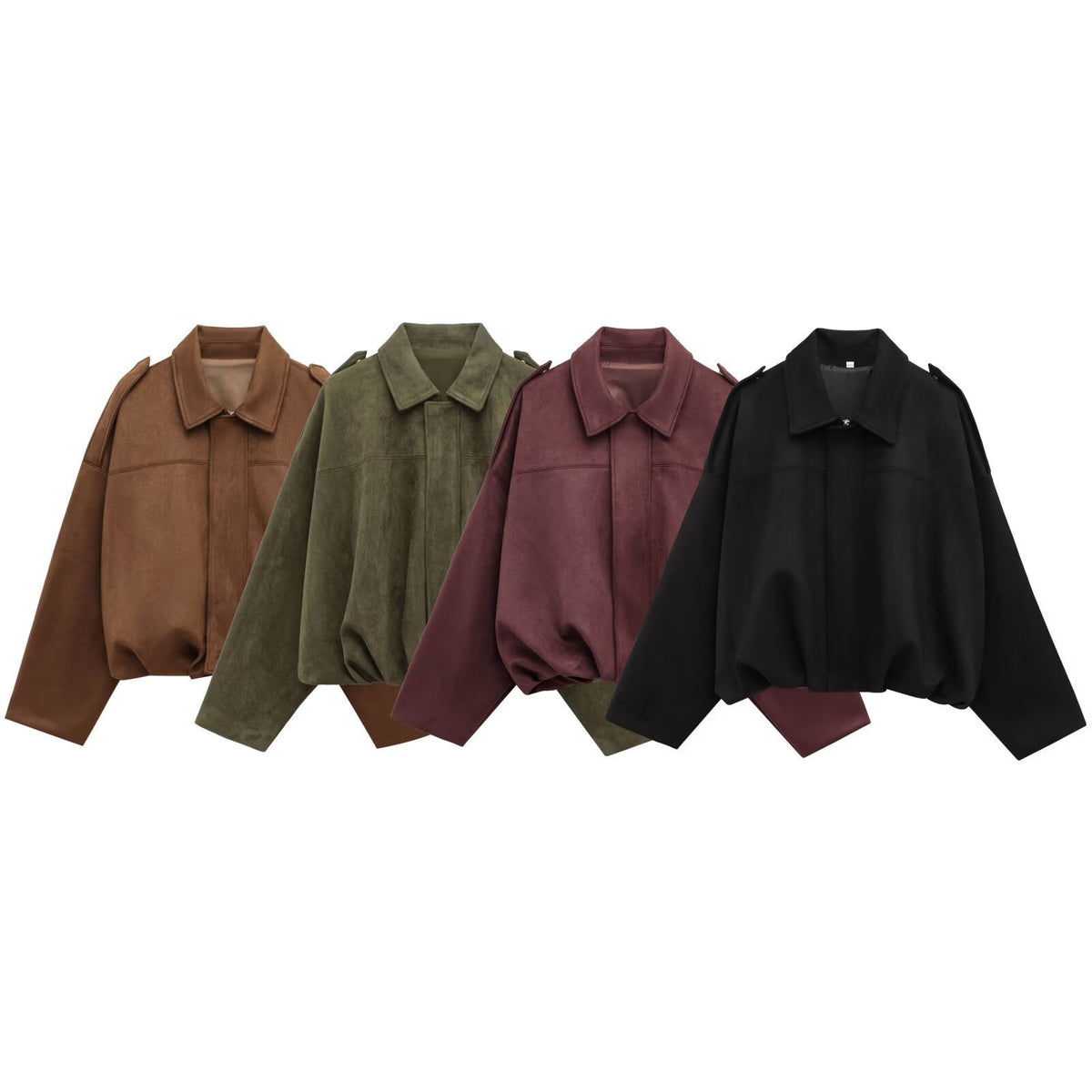 Autumn And Hiver Veste de Bomber Européen et américain Bat Manche Zipper Loose Suede Textur