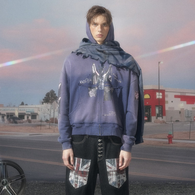 Gentian Violet Vampire Destruction Imprimer Hoodie