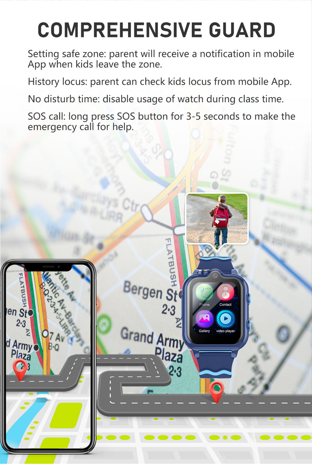 Téléphone pour enfants Smart Watch Video Positionnement GPS Photographie Imperméable Comptement étape