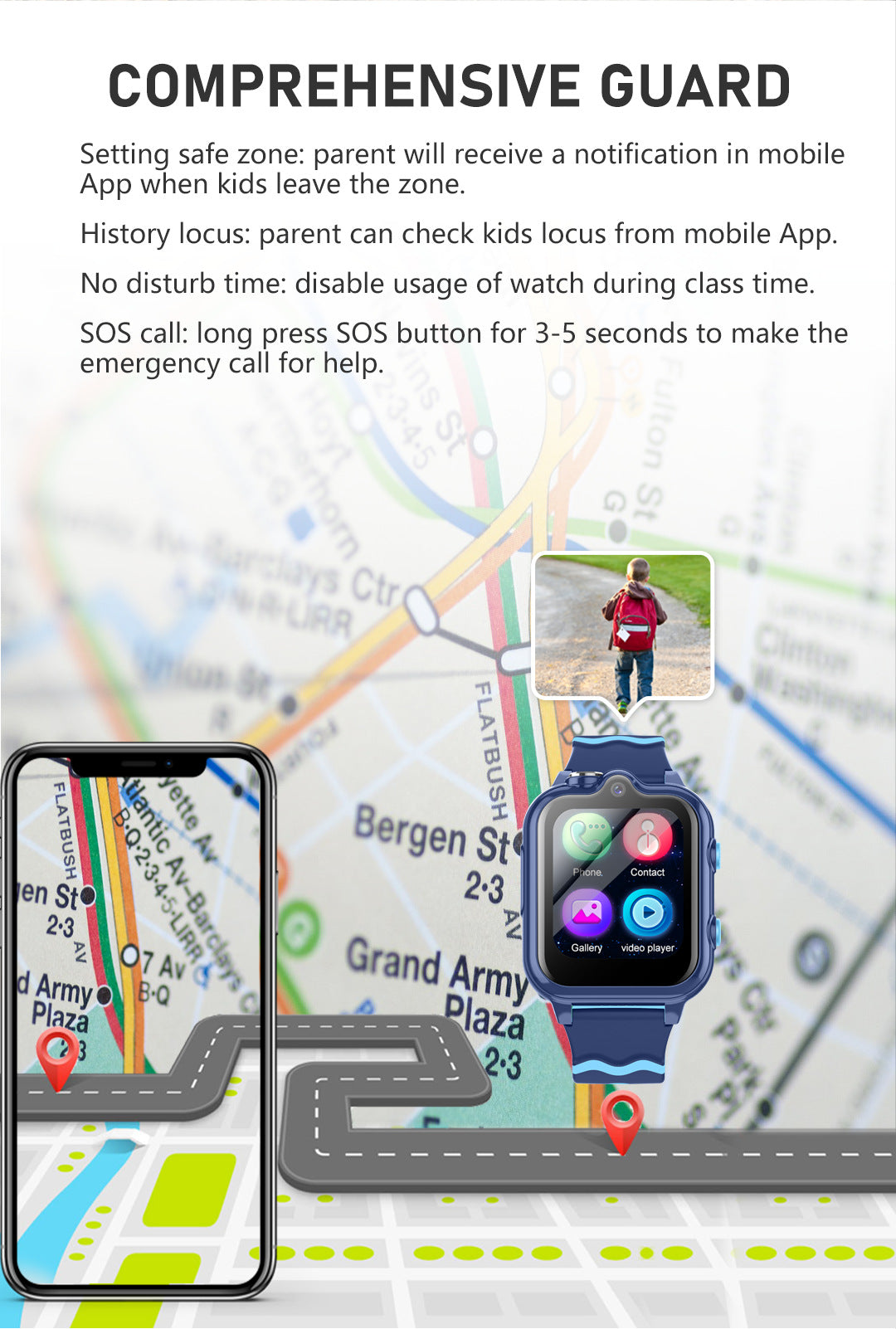 Téléphone pour enfants Smart Watch Video Positionnement GPS Photographie Imperméable Comptement étape