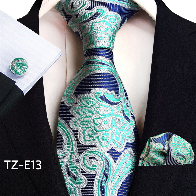 Paisley Tie Square Scarf Pocket Square Cufflinks Ensemble de trois pièces
