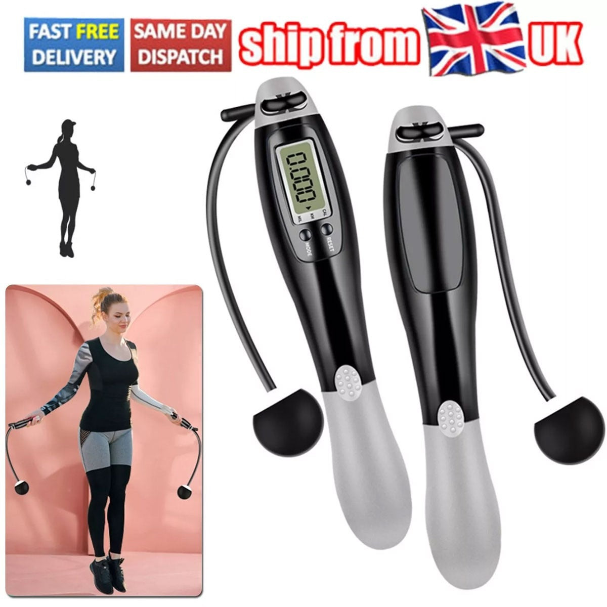 Cordles sans corde à sauter Ropes écran intelligent avec pondéré pour le sport de fitness