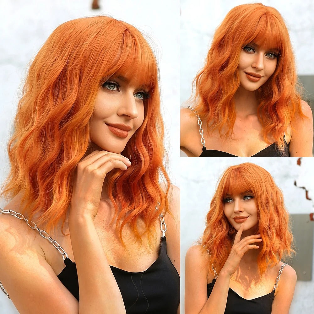 Wig Full-head Wig Bangs cheveux bouclés courts