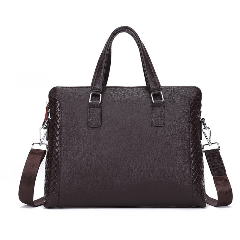 Porte-monnaie pour hommes Cuir véritable Sac portable de 14 pouces Cowhide horizontal Sac de bureau
