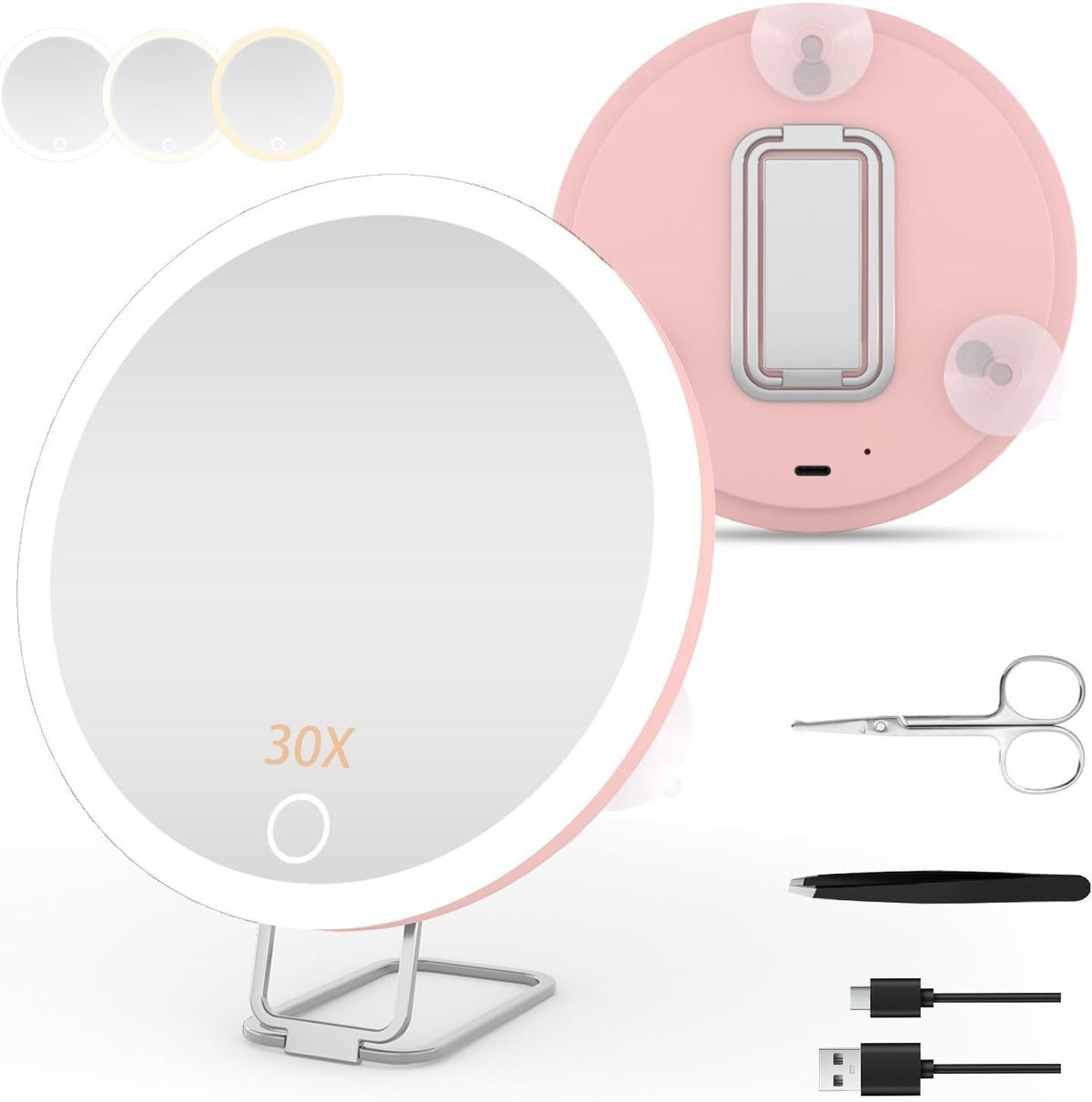 Charger la lumière de remplissage par led avec le miroir rotatif de maquillage de support de lumière