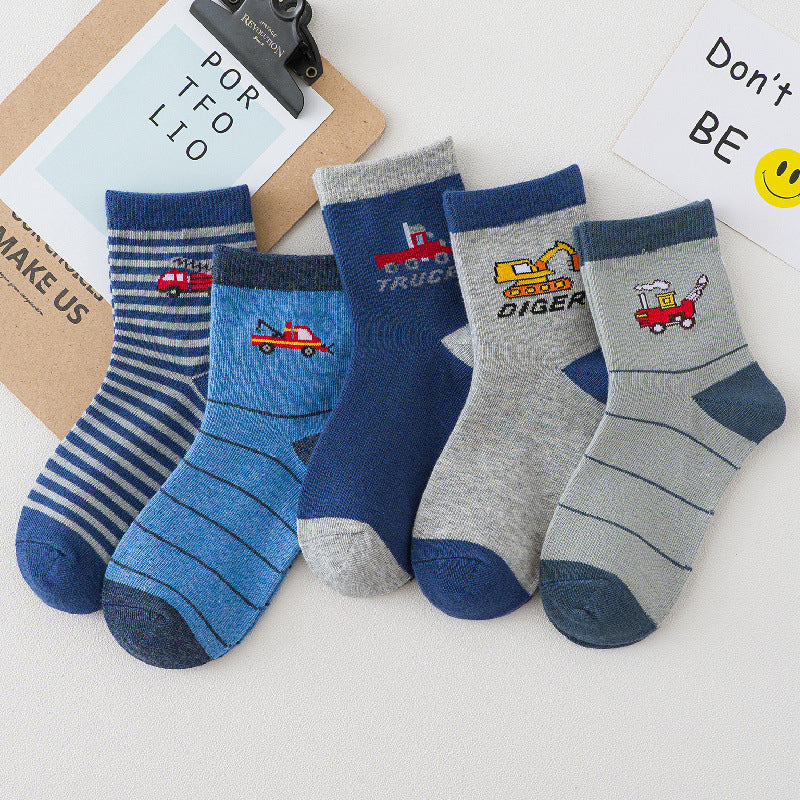 Chaussettes de caricature garçon printemps et automne en coton