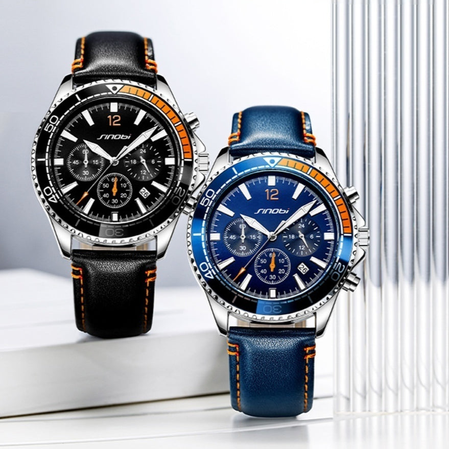 Montre chronographe multi-fonction hommes sport légère ceinture
