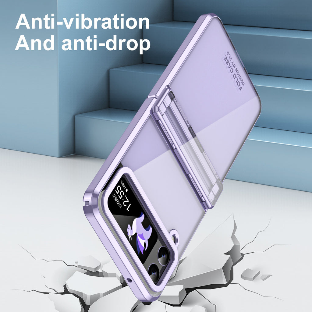 Électroplacage d'écran pliable Charnière transparente Étui de téléphone tout inclus résistant à la chute