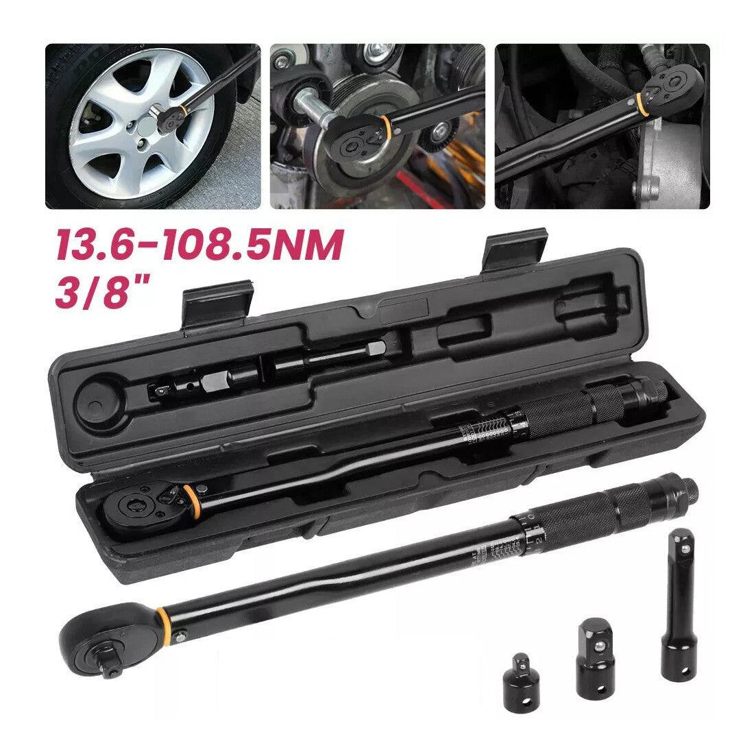 Cliquet de serrage à couple carré 13,6-108,5Nm 10-80Ft-Lb 3in1