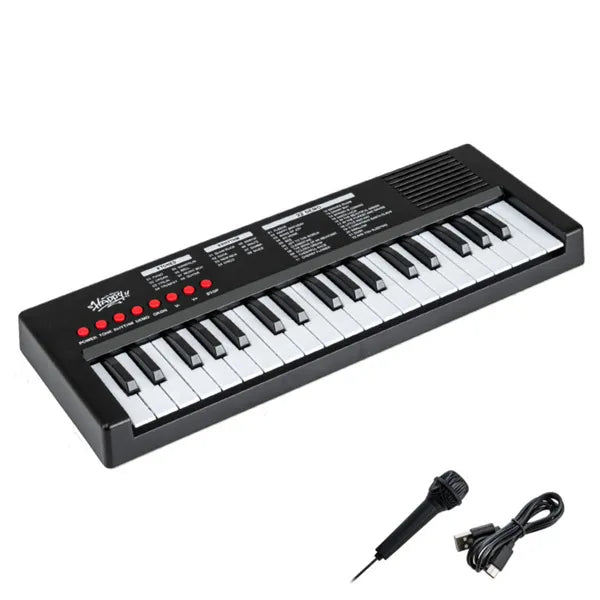 Noir 37 clés Clavier électronique pour enfants avec microphone