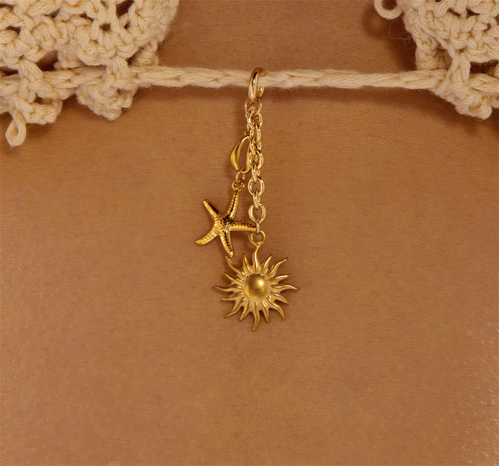 Acier inoxydable Shell et Starfish Bikini Pendentif boucle poitrine
