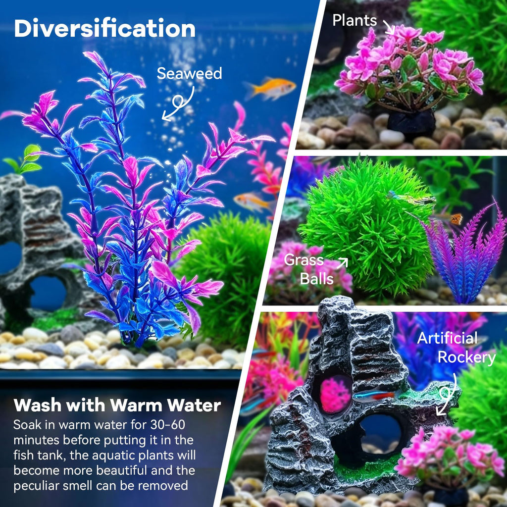 8Pcs Aquarium Decor Set