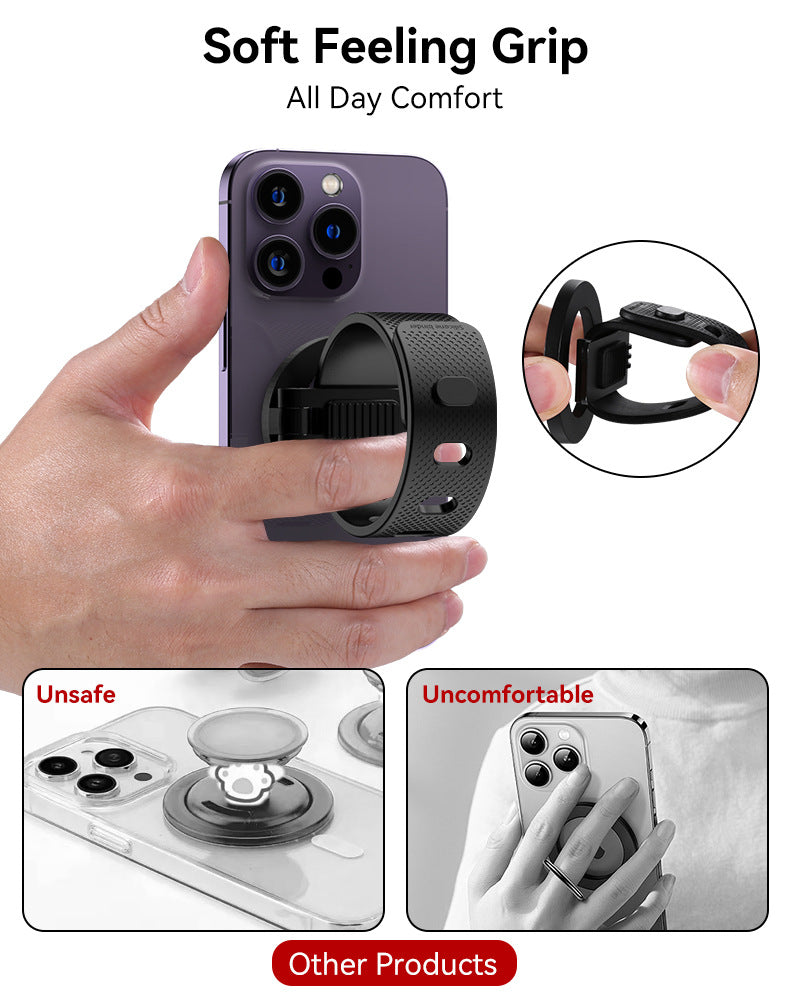Support de téléphone magnétique MagSafe avec bracelet en silicone réglable