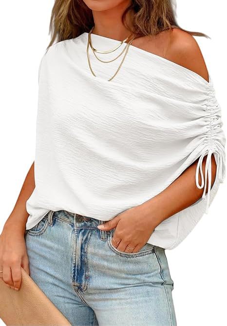 T-shirt hors-épaule Top avec une touche design pour les femmes porter