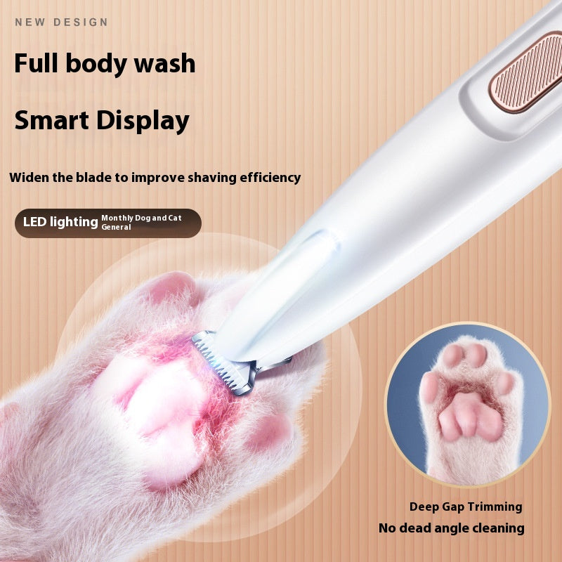 Animaux de compagnie Paw Trimmer avec lumière LED entièrement imperméable aux cheveux de chien Trimmer avec LED Display Dog