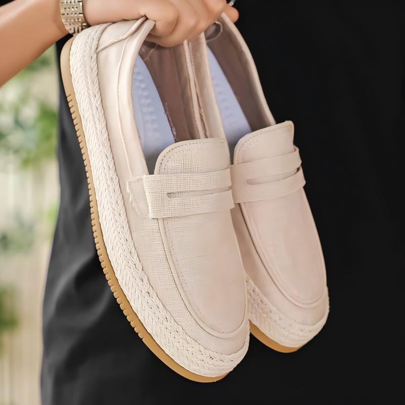 British Retro Round Toe Casual Suede Loafers Slip-on Fisherman Skate Shoes