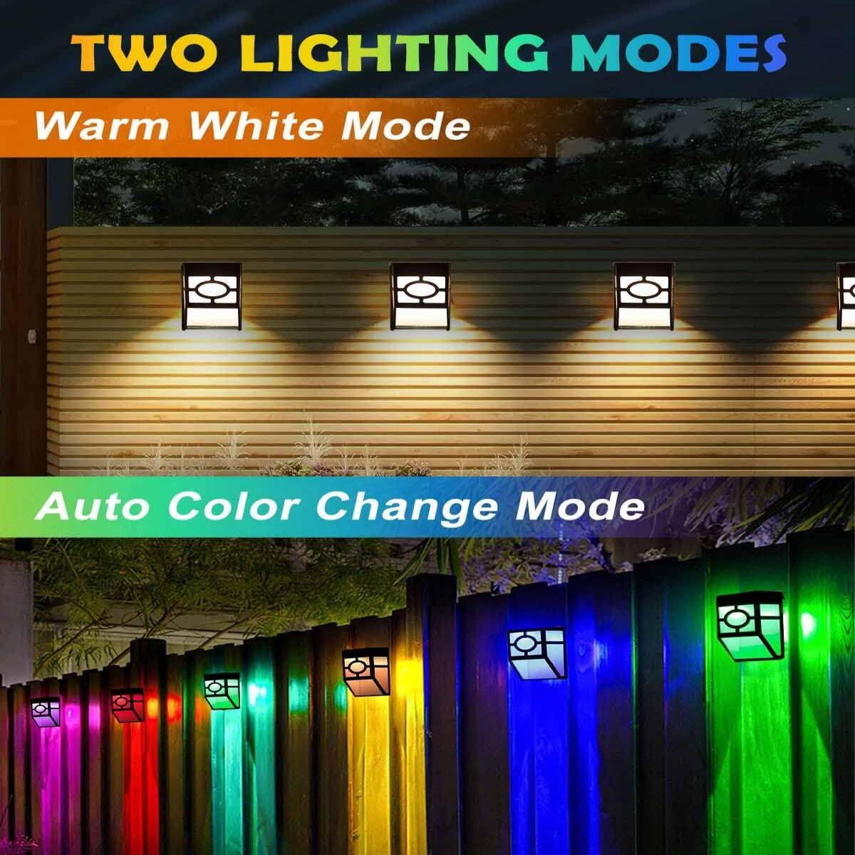 Lumières de jardin de 8 paquets avec 2 modes - Lumières de changement de couleur blanc chaud et 7 couleurs