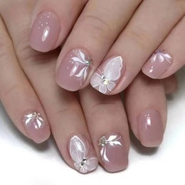 24 pièces Nail Art Haute Mode Simple Strass papillon fleur de vache porter Nail