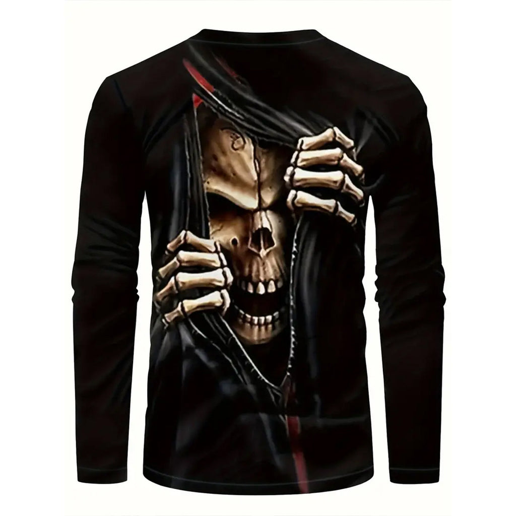 T-shirt retro homme 3D Imprimé Street Hip-hop Col rond Col rond Manches longues