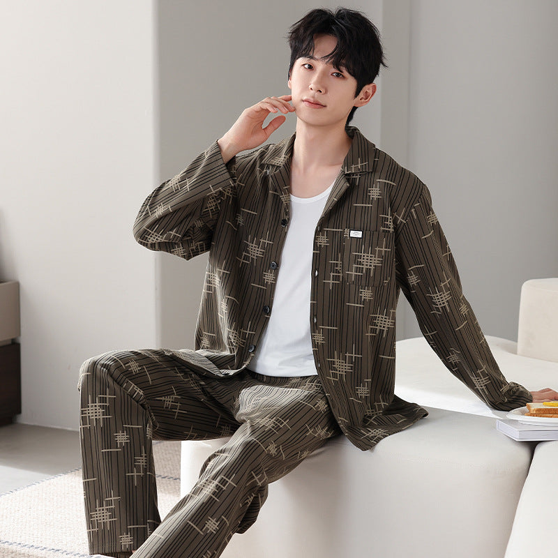 Ensemble de costumes à manches longues en coton pur minimaliste pour hommes