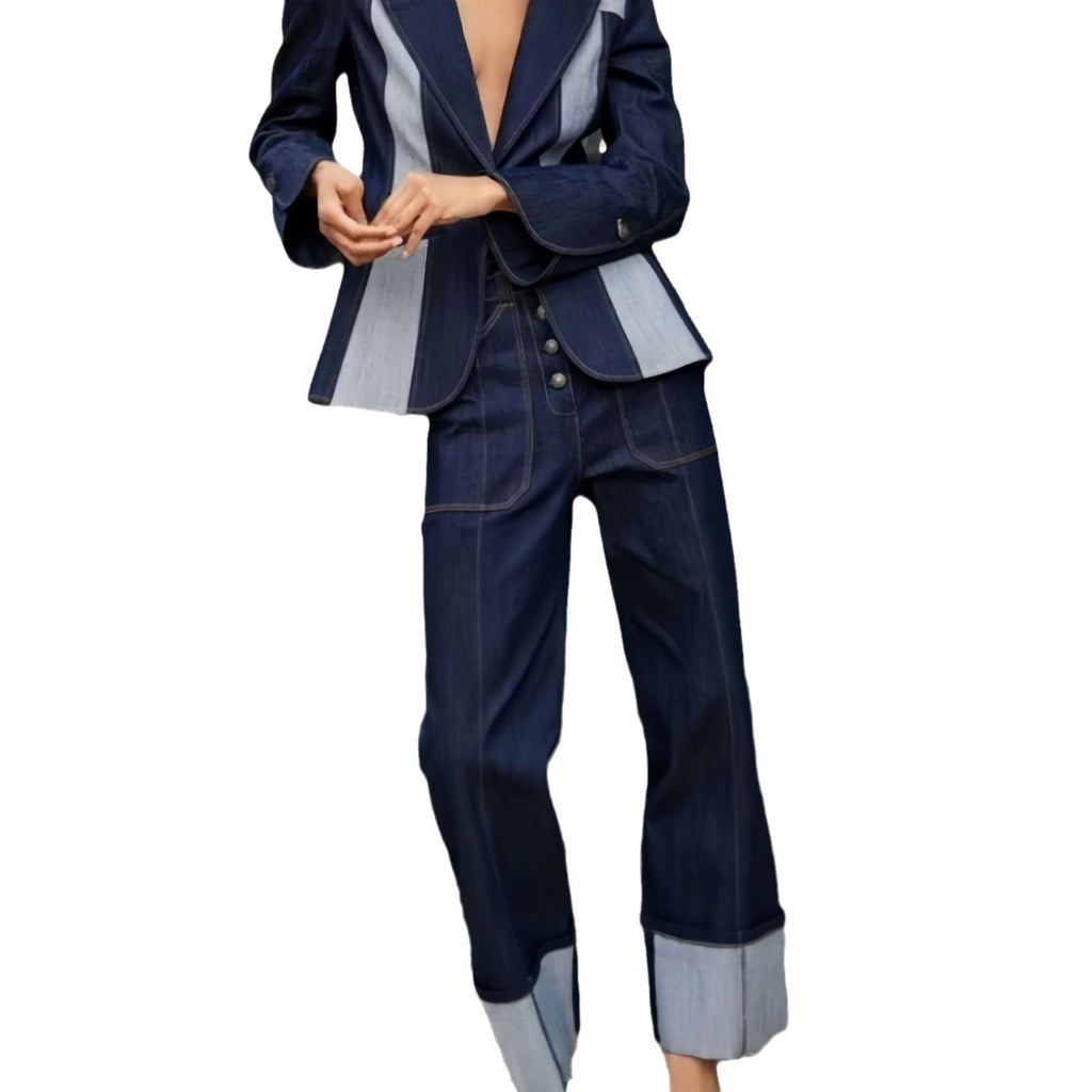Ensemble de costumes de style européen et américain Casual rayé Design élégant et slimming