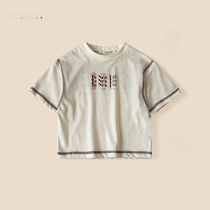 Boys' Letter Print Short Sleeve Two-Piece Set