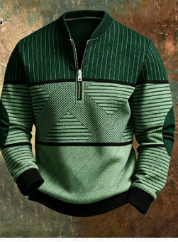 Homme imprimé demi-zip pullover manches longues Hoodie