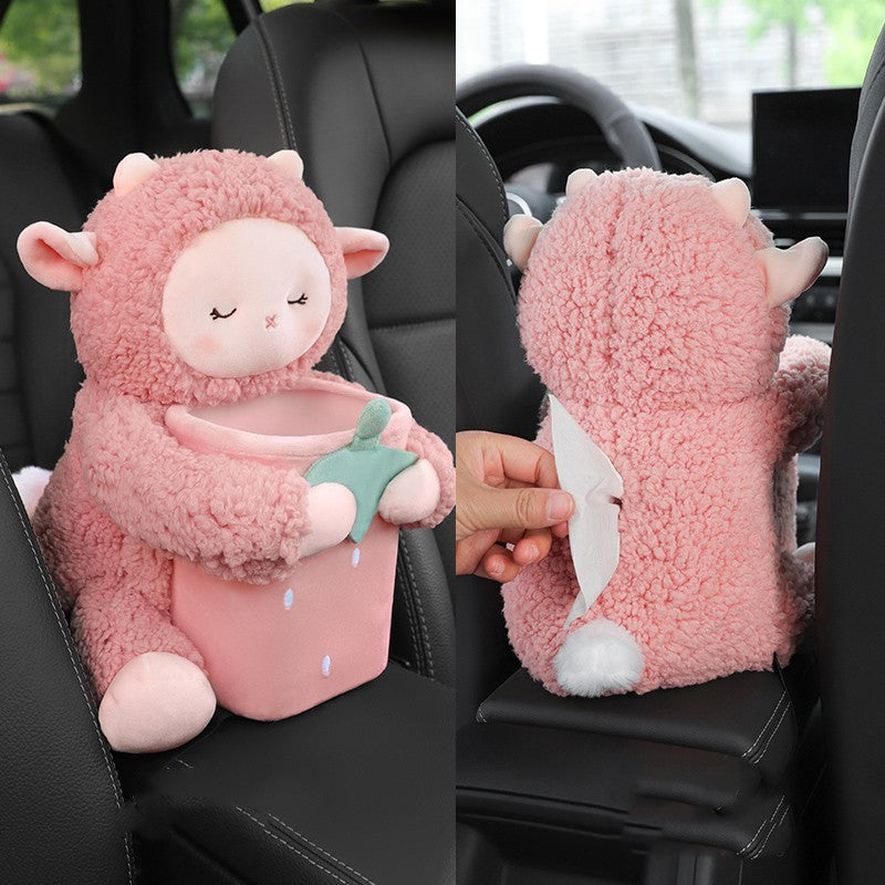 Boîte de tissu de voiture créative Corbeille peut deux-en-un Cute Armrest Box Pumping Paper Box