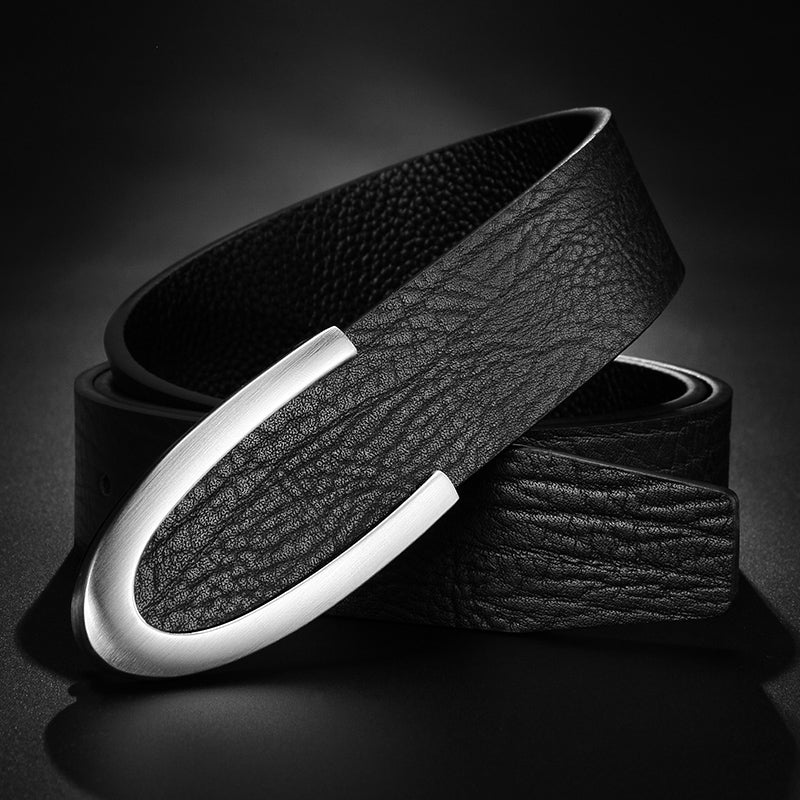 Ceinture en cuir lisse en cuir pour hommes