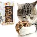 Natural Silvervine Stick Catnip Ball Bell Ball Cat Toys For Indoor Cats- Cleaning Teeth Molar Tools Cat Chew