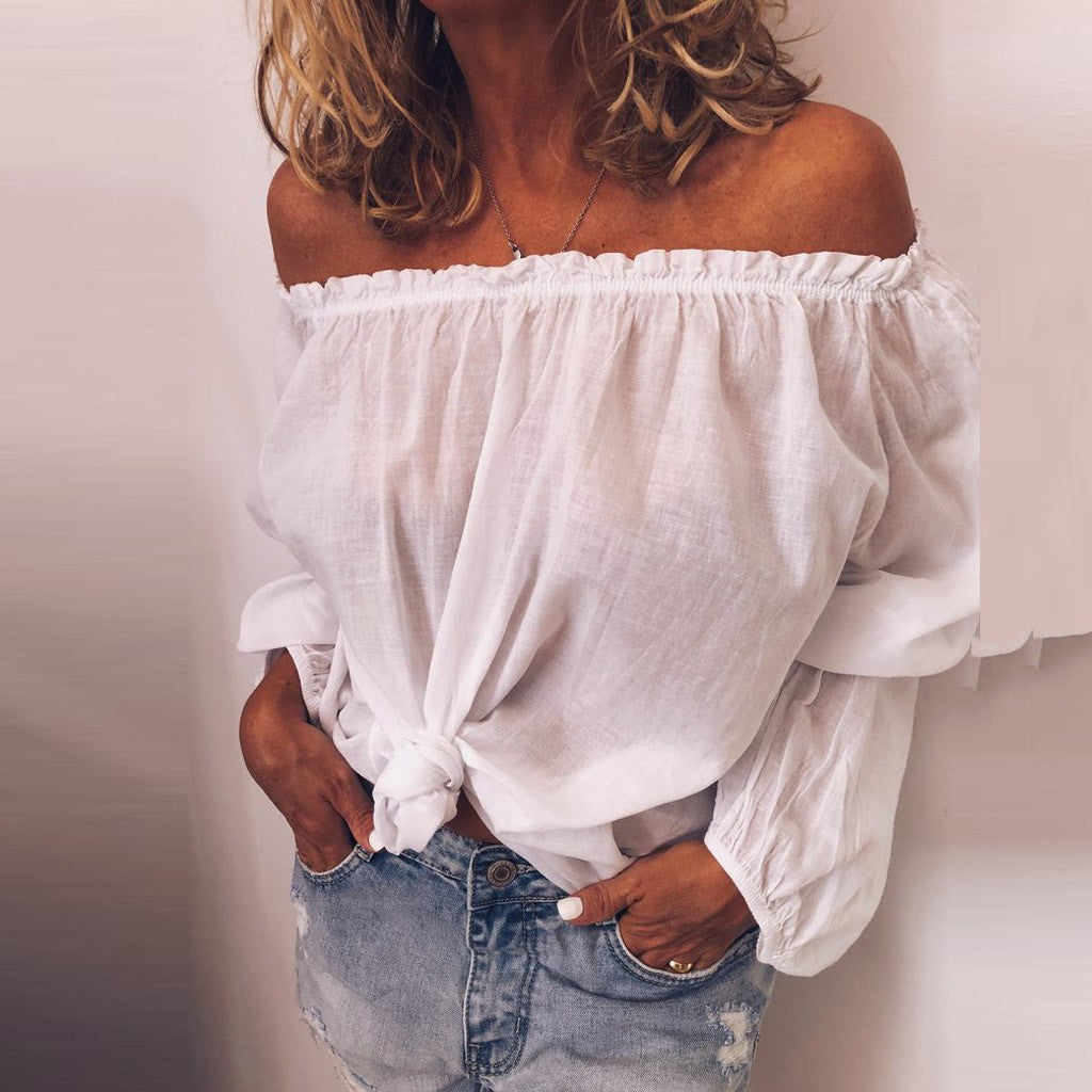 L'automne d'hiver des femmes une pièce collier pliant élastique coton chanvre couleur solide manches longues