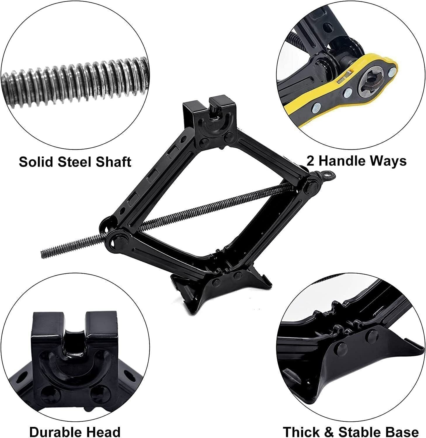 Ciseaux Jack Set 3 tonnes de voiture Auto Jack Kit avec clé à main Cran Lug Clé Royaume-Uni
