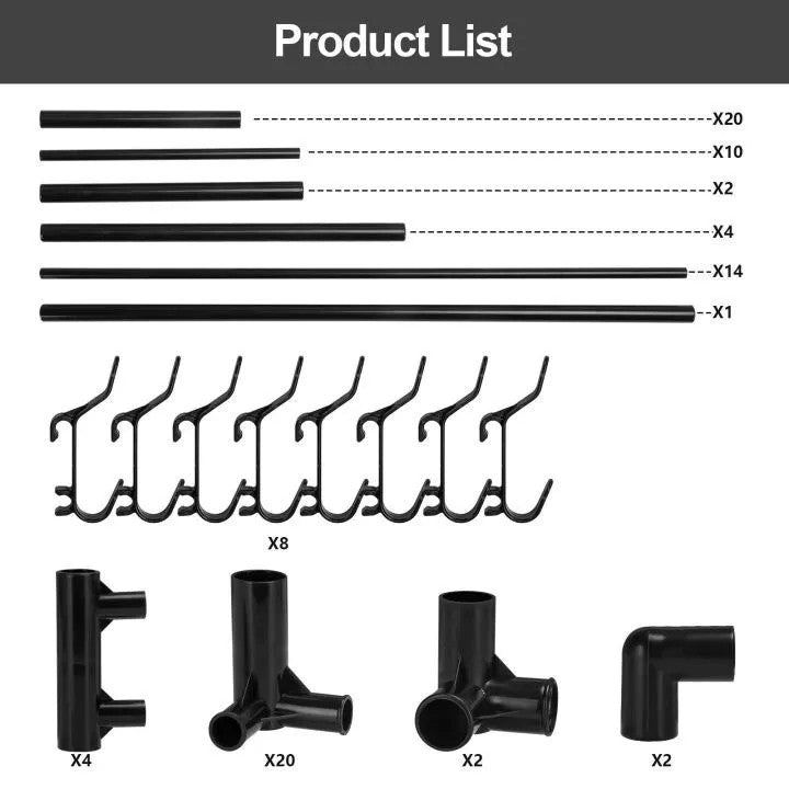 Porte-manteau et chapeau 8 crochets en métal Rack de chaussures 5 niveaux Étagère Hanger noir