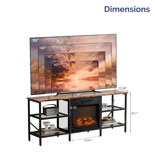 Console de TV stand en bois de 58' avec 4 étagères