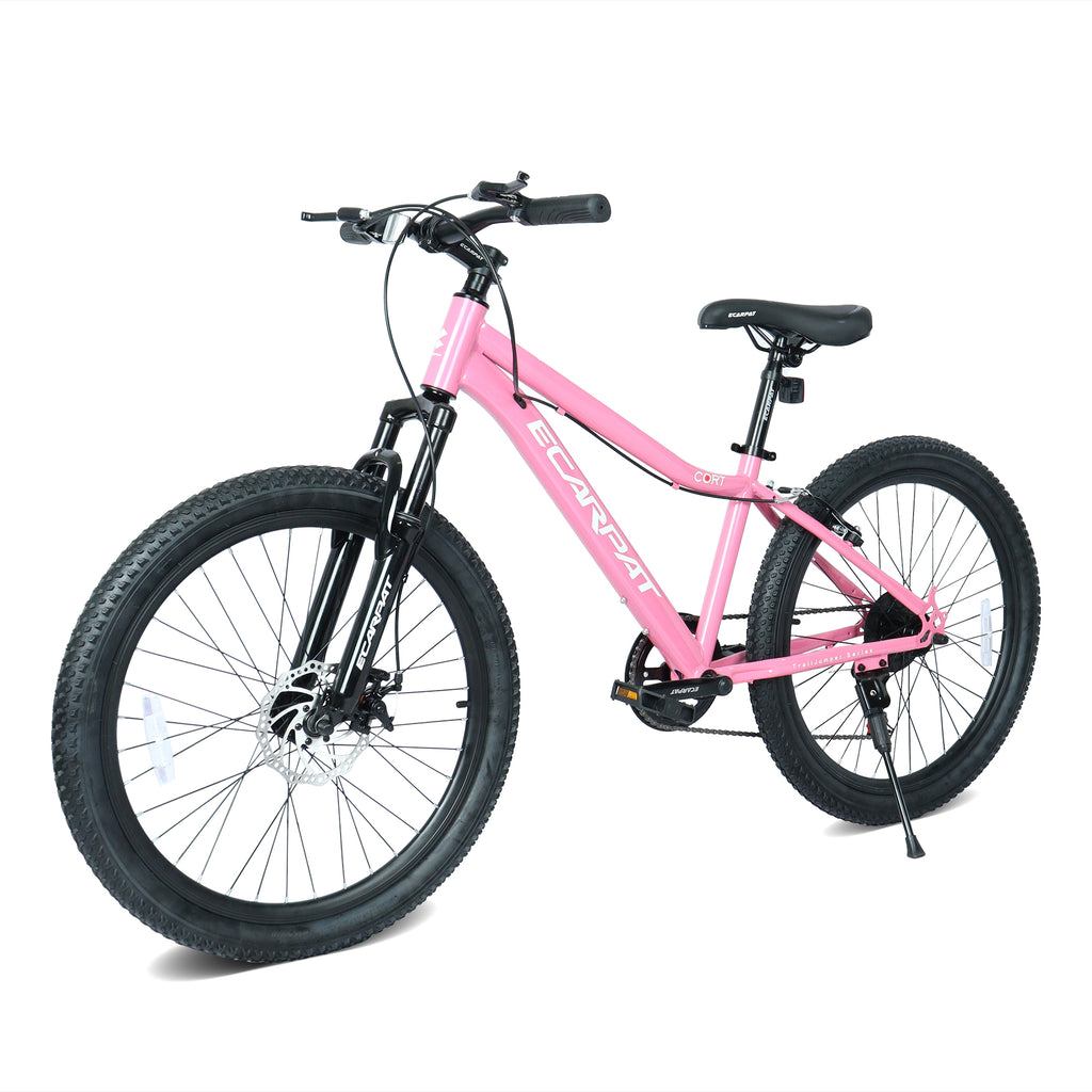 Vélo de montagne jeune 24 pouces avec 7 vitesses et suspension avant Cadre en acier durable