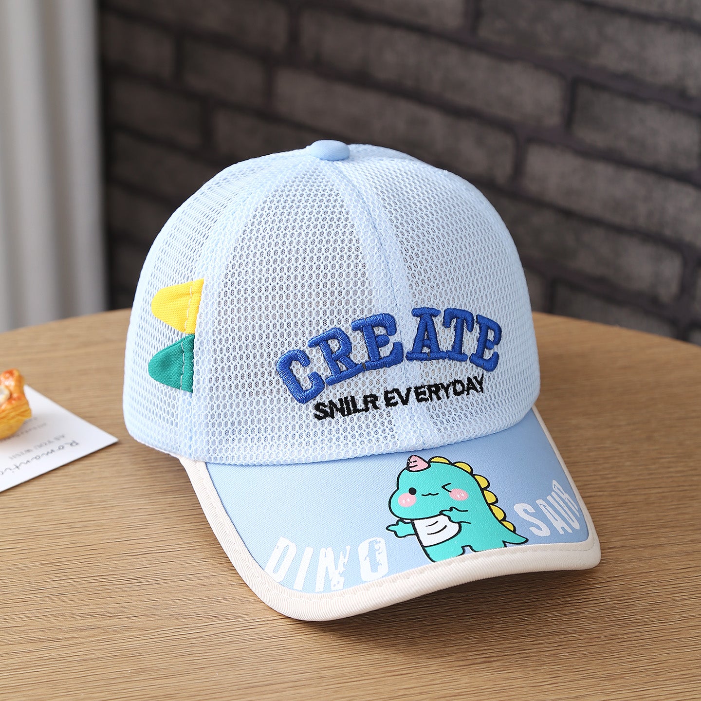 Été Imprimé vert Dinosaure Boys' and Girls' Baseball Cap avec des lettres brodées Et F