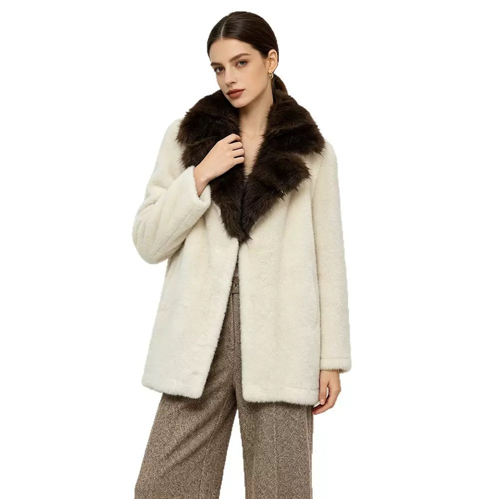 AutomneHiver Mode Mid-long Manteau avec un motif Lapel boutonné