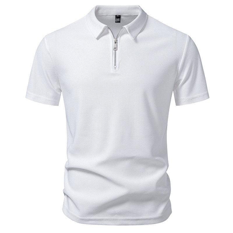 T-shirt à manches courtes à col zippé pour homme