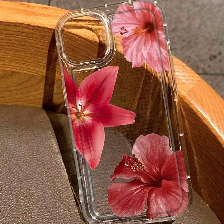 Red Hibiscus Rosa-sinensis Applicable Airbag Trend Phone Case