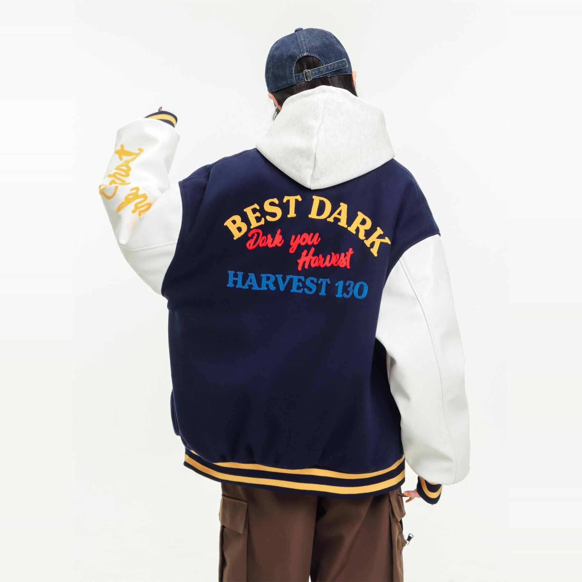 Veste de baseball brodée vintage style américain pour hommes