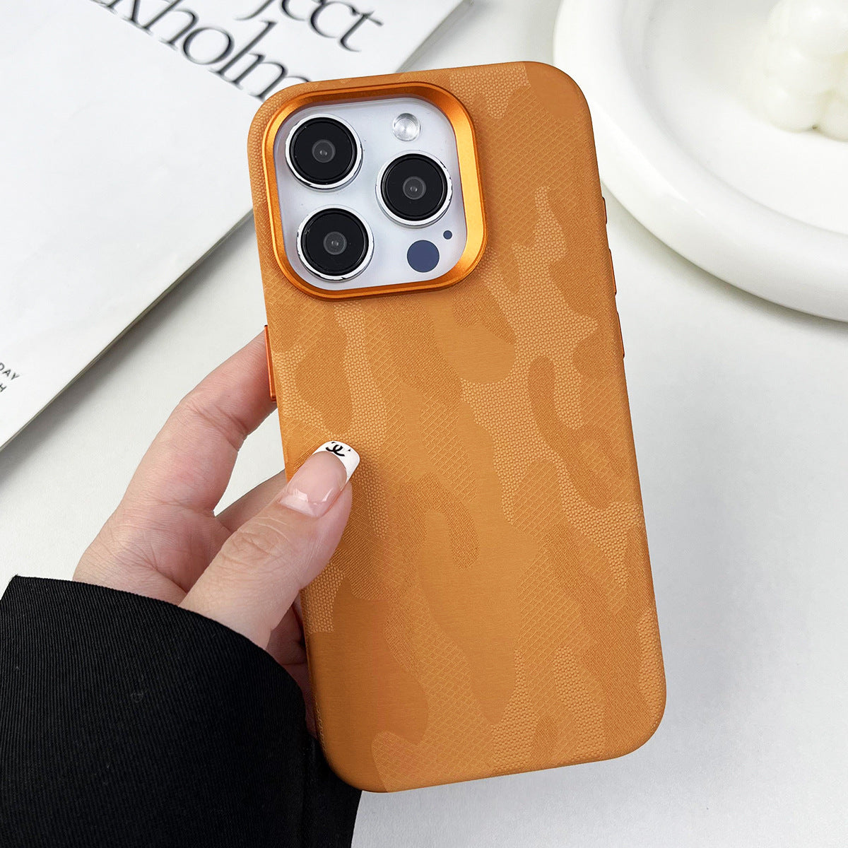 Boîtier de téléphone magnétique tout compris en cuir Camouflage