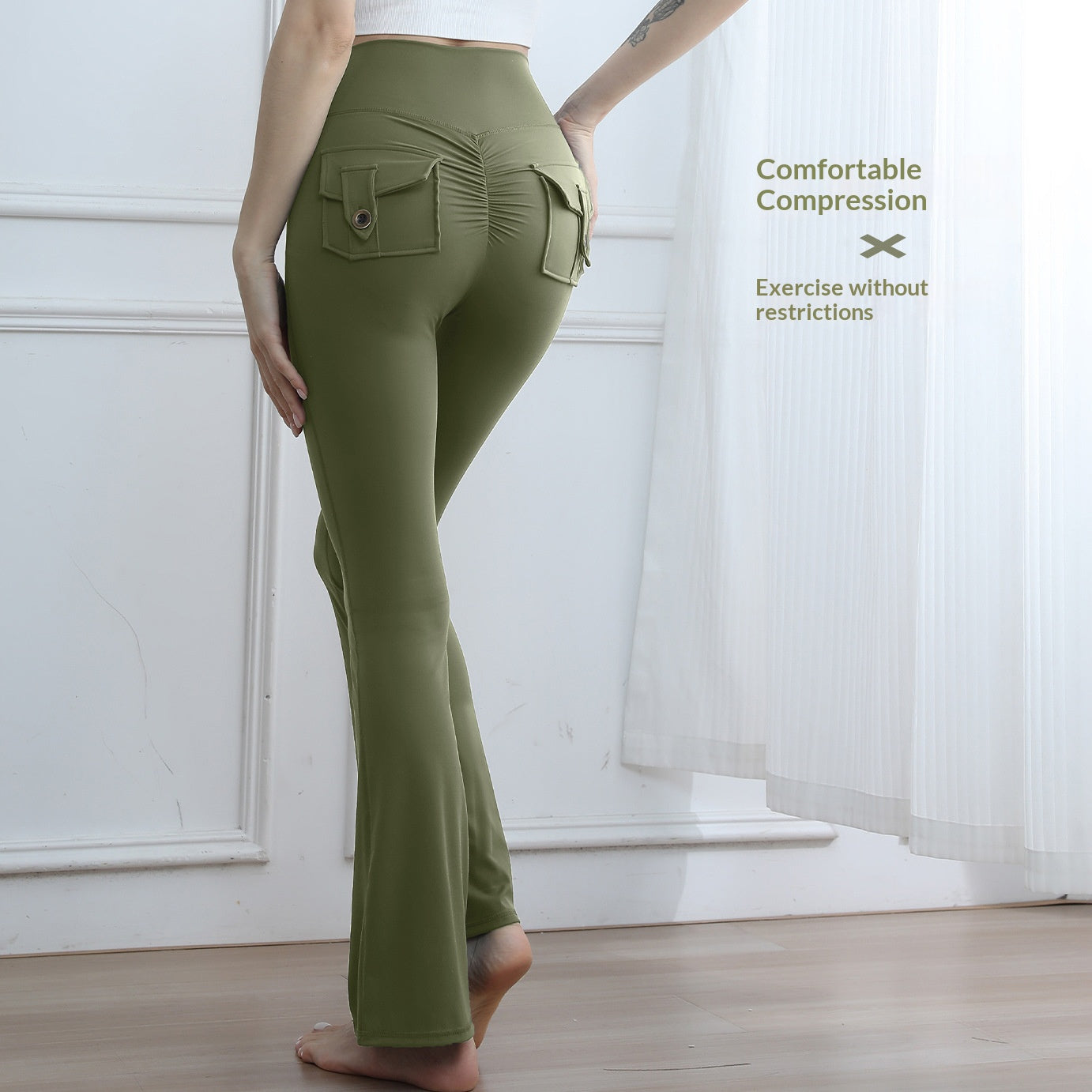 Pantalon de yoga à haute capacité de poche de pêche pour les femmes pour l'automne Et l'hiver
