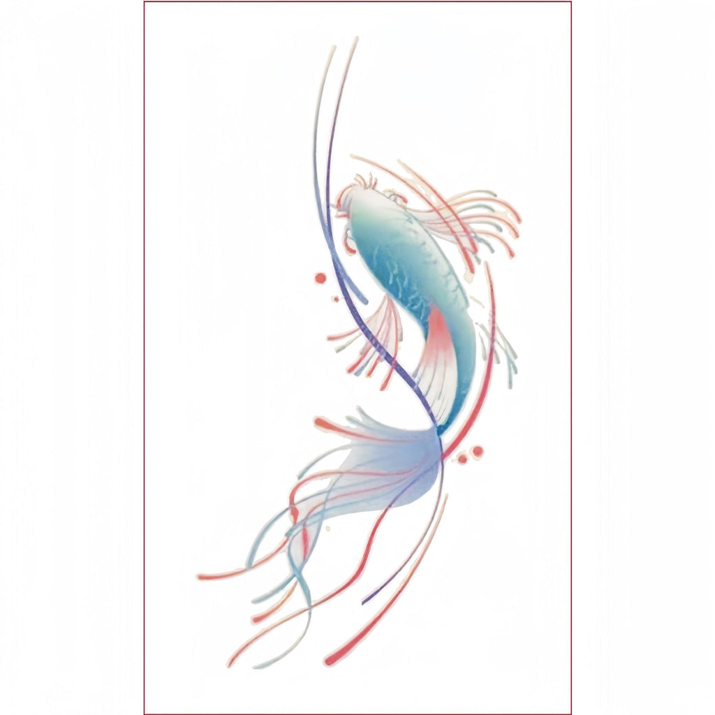 Sticker de tatouage Koi rose femelle haute sens ins imperméable Et durable