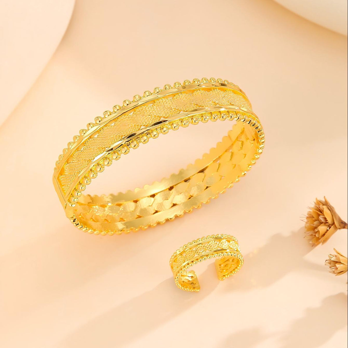 2pcs Vintage Gold Plated Bracelet
