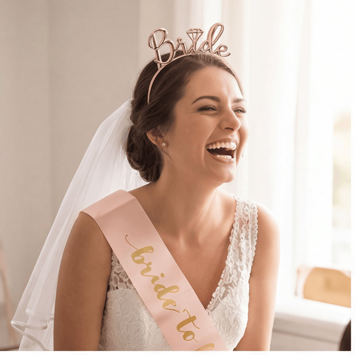 Ensemble de fête de la mariée à l'enfant avec bannière en or rose pour décorations de réception de mariage — même